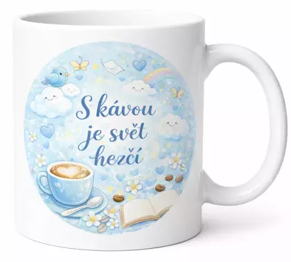 Hrnek s potiskem 330 ml hezčí svět světle modrý