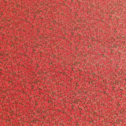 Detail bavlněné látky Diana s vánočním motivem cesmíny a zlatým potiskem na červeném podkladu, šíře 150 cm Bavlněná látka Diana, Vánoční cesmína zlacená na červené, š.150 cm