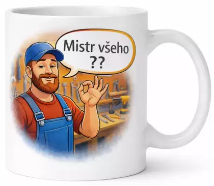 Hrnek s potiskem 330 ml mistr kávy barevný