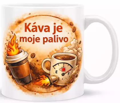 Hrnek s potiskem 330 ml káva je palivo barevný