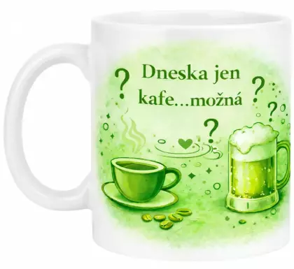 Hrnek s potiskem 330 ml možná kafe zelený