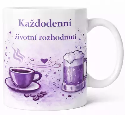 Hrnek s potiskem 330 ml životní styl fialový