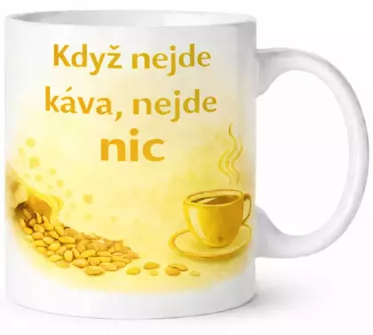 Hrnek s potiskem 330 ml nejde káva žlutý
