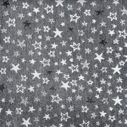 Vánoční gobelínová látka hvězdičky na šedé š.160 cm