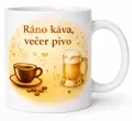 Hrnek s potiskem 330 ml káva a pivo hnědý