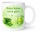 Hrnek s potiskem 330 ml káva a pivo hnědý