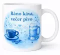 Hrnek s potiskem 330 ml káva a pivo hnědý