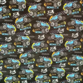 Softshell Monster truck, digi tisk zimní s fleecem š.140cm