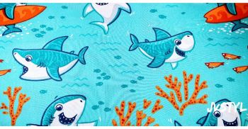 JVStyl  Bavlněná látka žraločí tyrkysová 160 cm