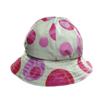 Plátěný klobouk růžová kolečka, vel.58