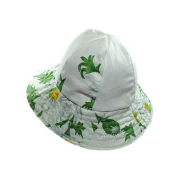 Plátěný klobouk kopretiny na bílé, vel.48
