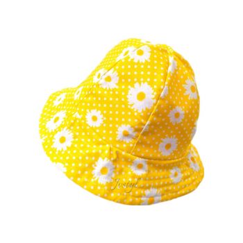 Plátěný klobouk žlutý s kopretinou, vel.52