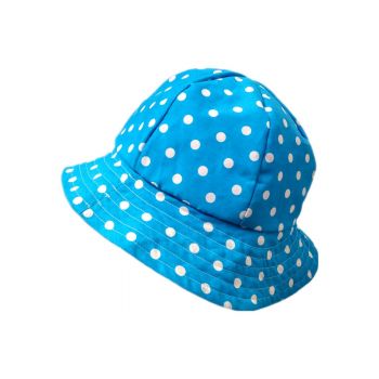 Plátěný klobouk modrý s puntíkem, vel.60