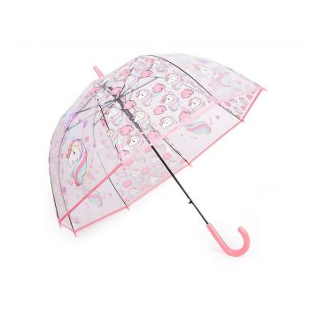 Dívčí průhledný vystřelovací deštník jednorožec