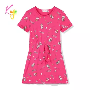 Dívčí letní šaty s potiskem jednorožec tmavě růžové