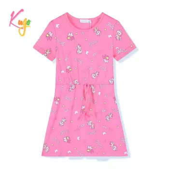 Dívčí letní šaty s potiskem jednorožec světle růžové
