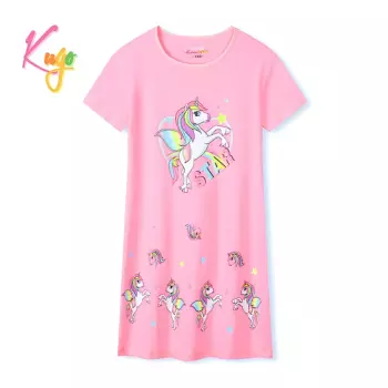 Dívčí noční košile s krátkým rukávem světle růžová