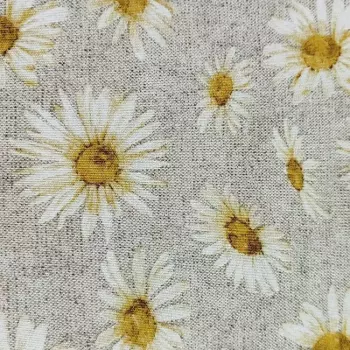 Režná látka Loneta s potiskem kopretina š.140cm
