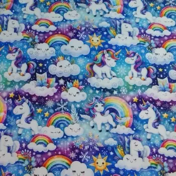 Dětská outdoorová látka jednorožec š 145 cm digi tisk