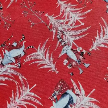 Režná látka vánoční skřítek, š. 140 cm