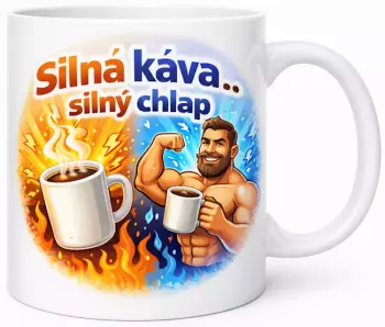 Hrnek s potiskem 330 ml silná káva barevný