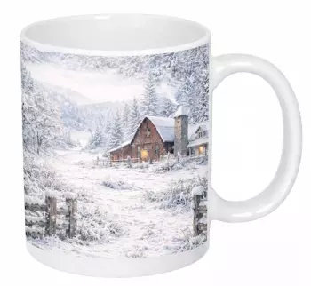 Hrnek s potiskem 330 ml chaloupka v zimě