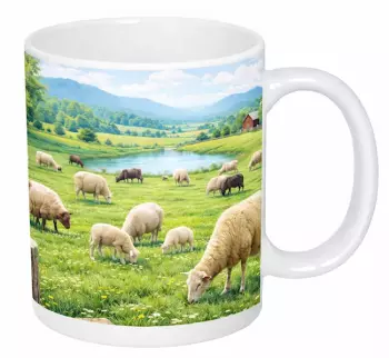 Hrnek s potiskem 330 ml  ovečky na pastvě léto