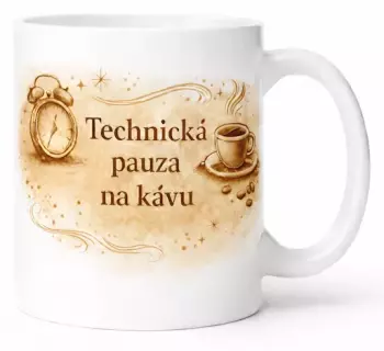 Hrnek s potiskem 330 ml technická pauza hnědý