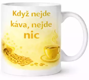 Hrnek s potiskem 330 ml nejde káva žlutý