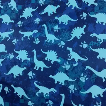 Softshell modří dinosauři, digi tisk zimní s fleecem